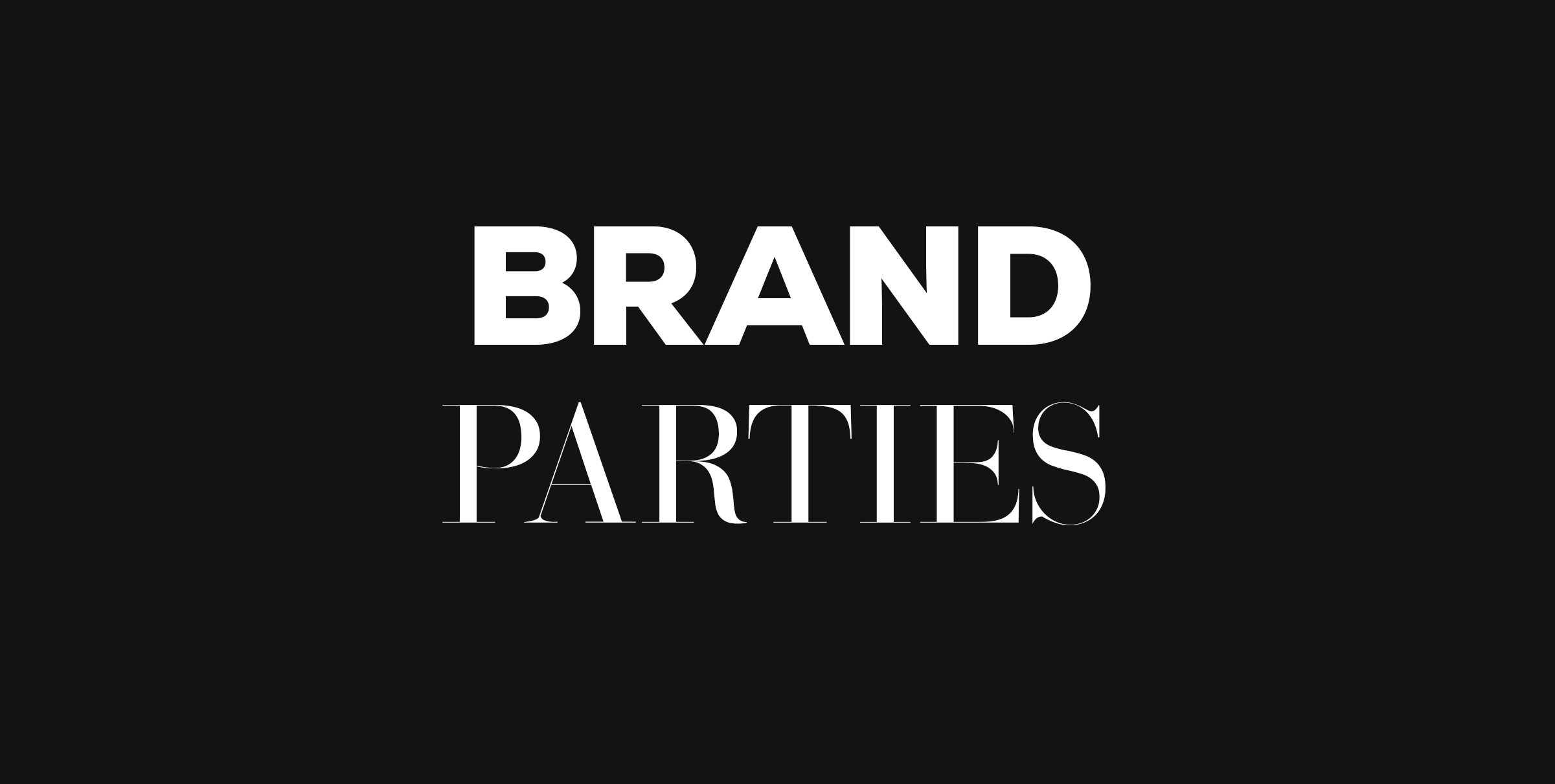 A black and white logo for brand parties.