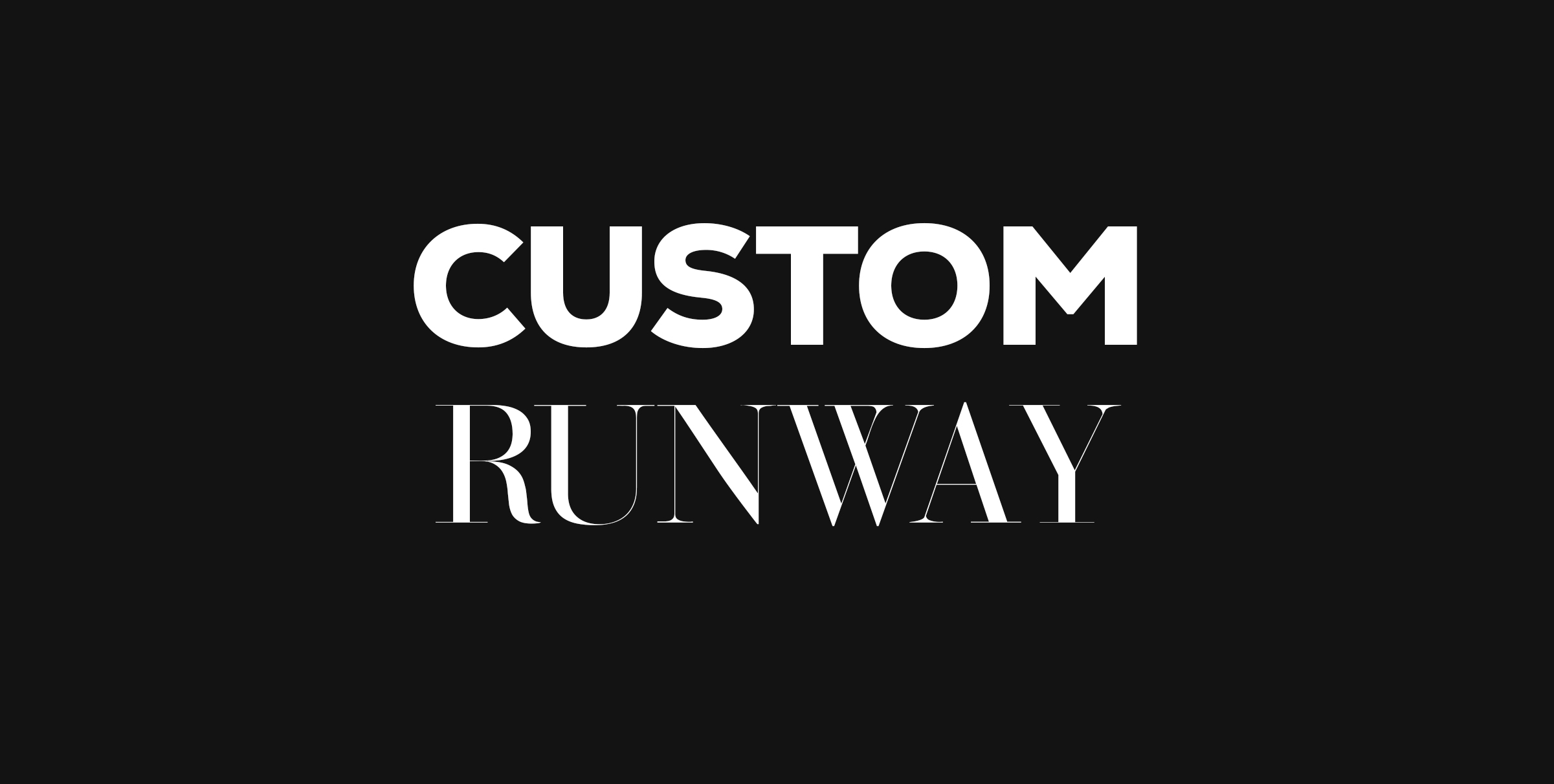 A black and white logo for custom runway.